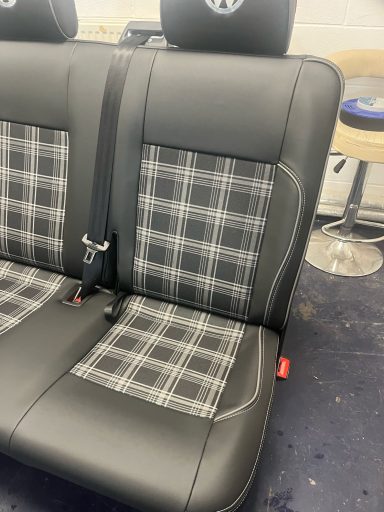 VW triple bench in grey GTi & black vinyl.
